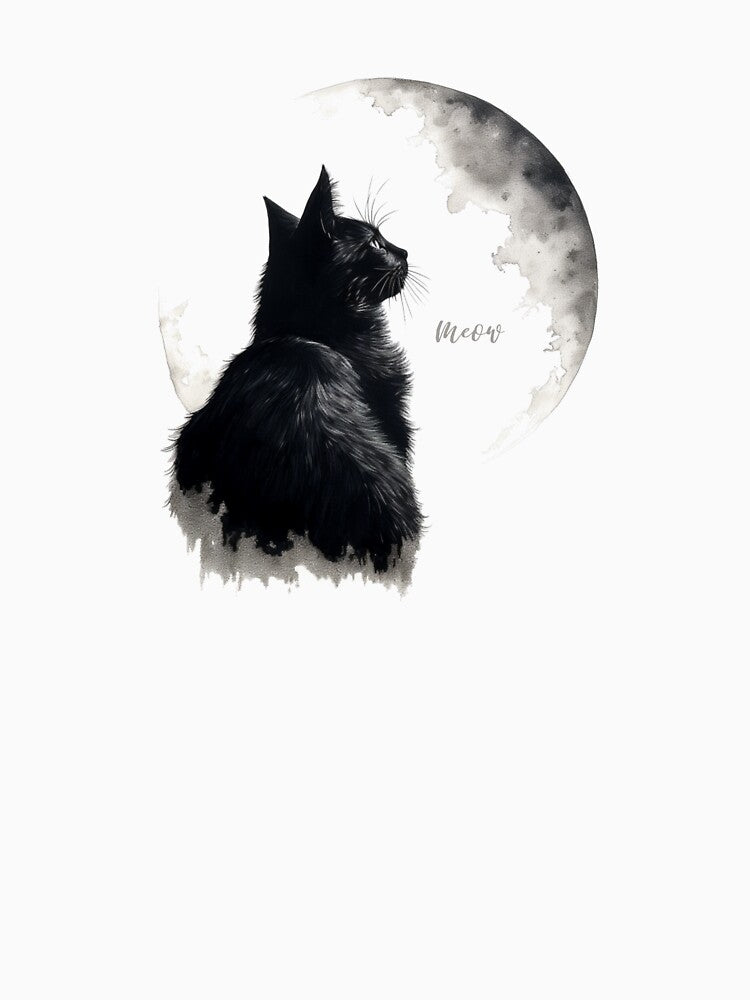 Black Cat Looking At The Moon by jenmountainen