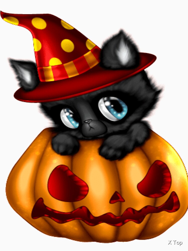 Cute Black Cat Halloween by X Top