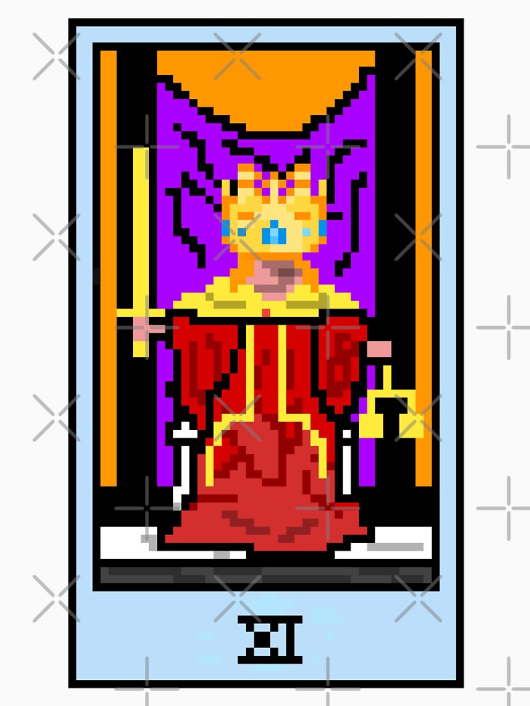 Wait, is this pixel art tarot? White - Major Arcana 'Justice' (Design for T-shirt, stickers and other accessories) by Pixel Waite