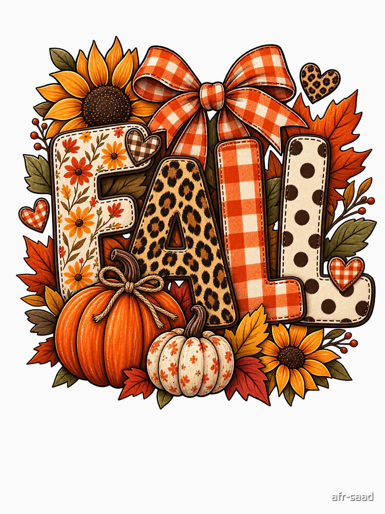 Fall Floral Patchwork – Cozy Autumn Pumpkin Leopard Print by afr-saad