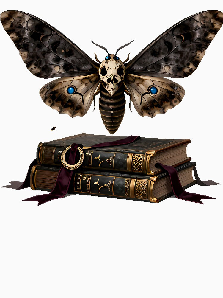 Gothic Deaths-Head Hawkmoth Grimoire Spire by IllumeInk