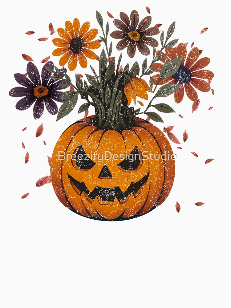 Halloween Pumpkin Floral by BreezifyDesignStudio