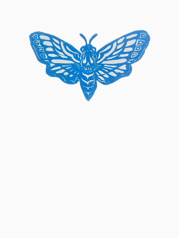 Death Moth Linocut (blue) by misskalyeet