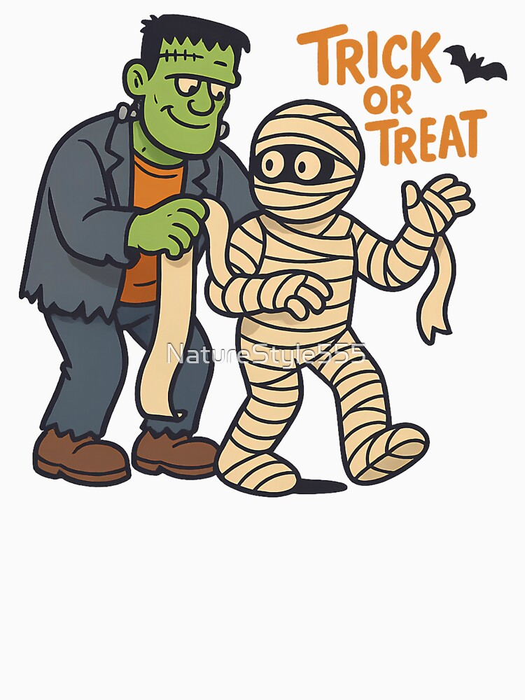 Retro Funny Halloween – Frankenstein & Mummy Trick or Treat by NatureStyle555