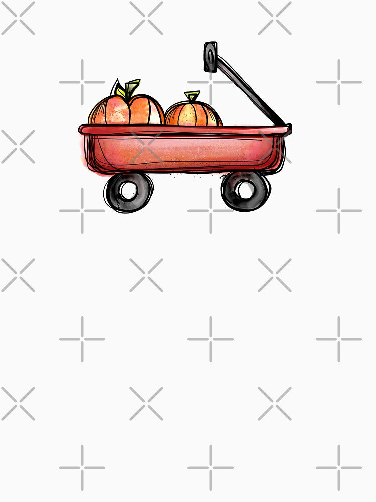 Fall Autumn Little Red Wagon with Pumpkins by bbpatterns