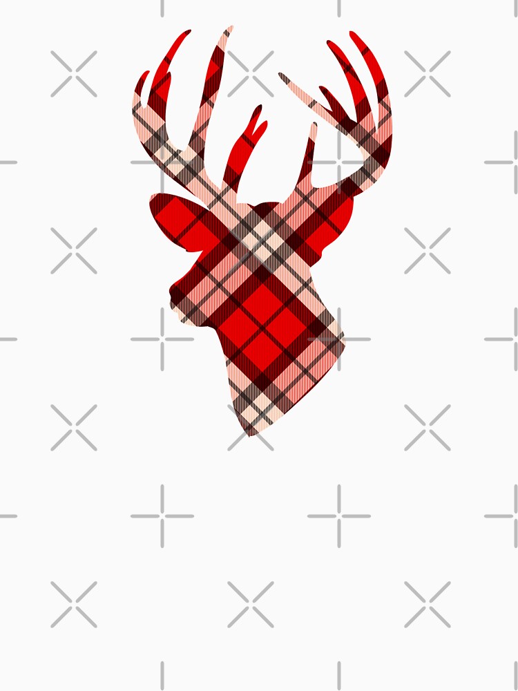 Red Plaid Deer Head by Meliafroggy