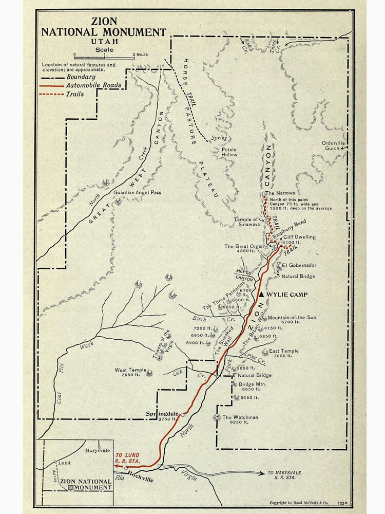 Vintage Zion National Park Map (1919) by BravuraMedia