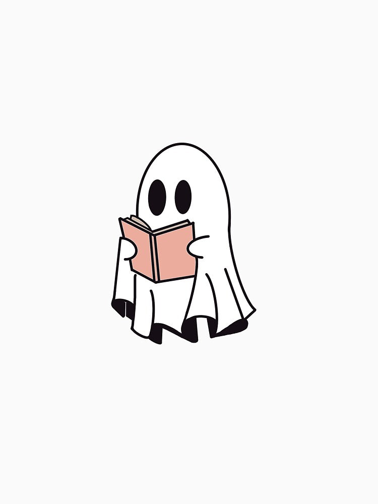 Cute ghost reading by Deesreadingtree