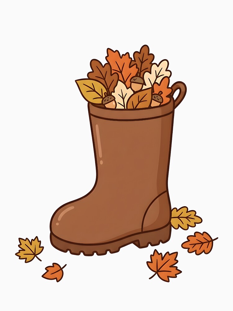 Cozy Autumn Boots with Fall Leaves Art by Herodestroyer