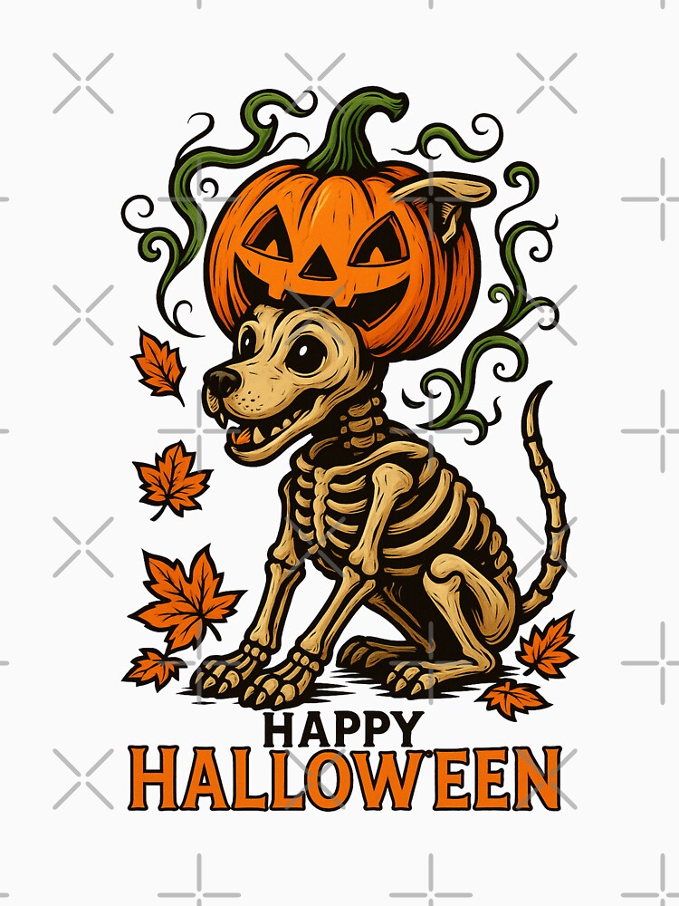 Halloween Skeleton Dog with Pumpkin Head by Animarisca