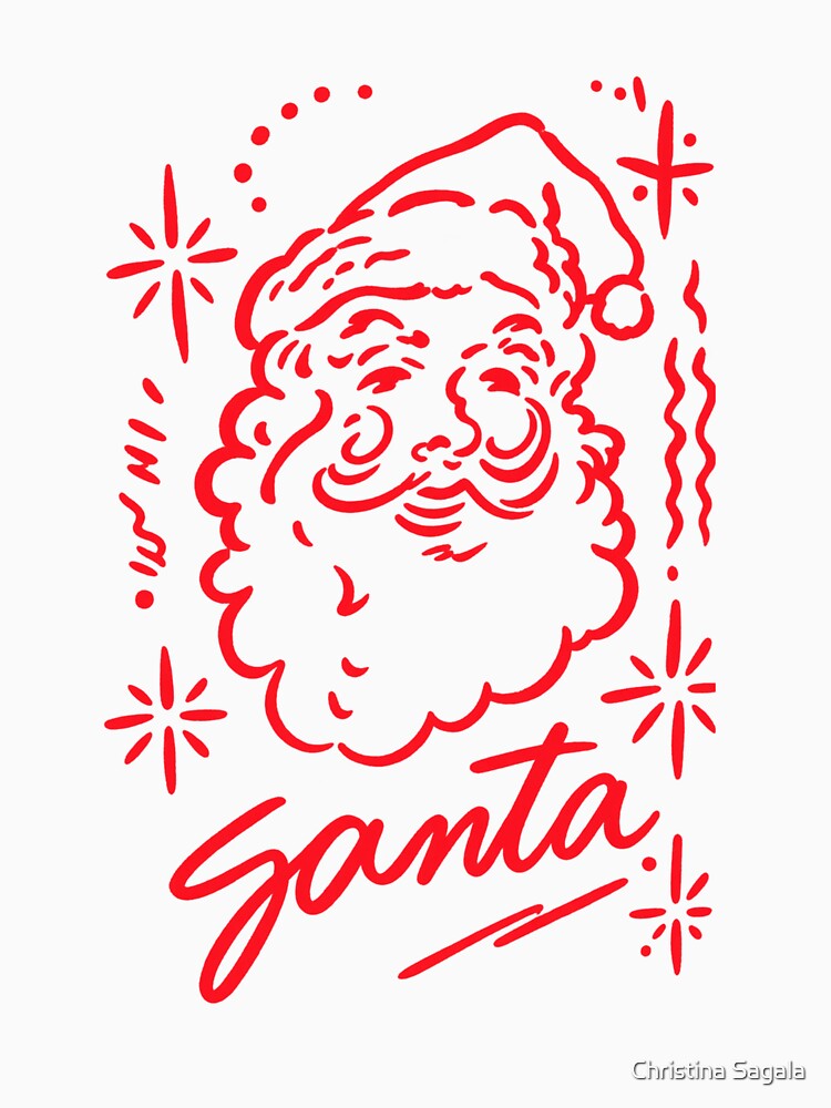 Retro Hand Drawn Santa Christmas by Christina Sagala