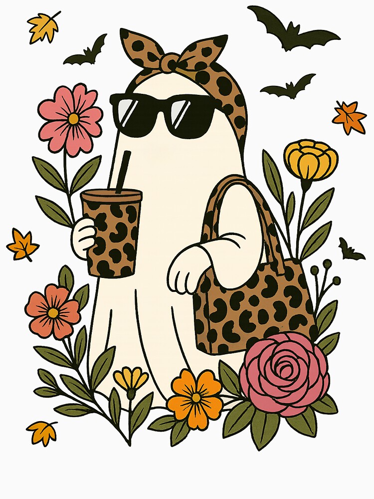 Leopard Print Ghost With Iced Coffee by QuietBloom80