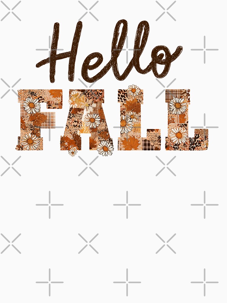 Hello Fall Patchwork Typography – Boho Floral Autumn Quote Design by baucestudio