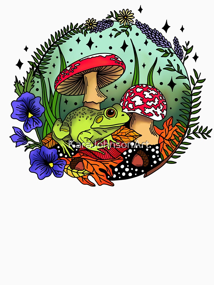 Frog under a Mushroom by KaraJohnsonArt