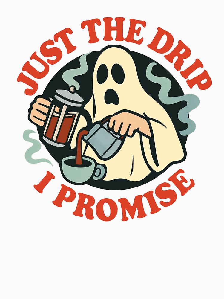 Humorous Vintage Ghost with Coffee French Press by RuweisVibes