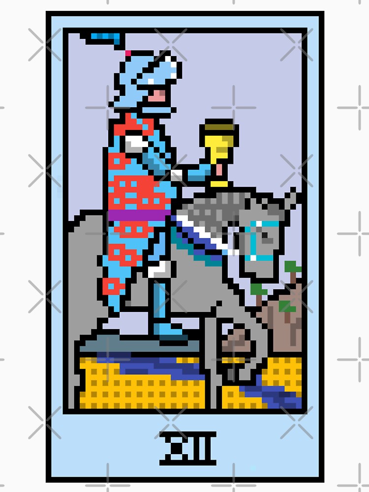 Wait, is this pixel art tarot? Yellow - Minor Arcana 'Knight of Cups' (Design for T-shirt, stickers and other accessories) by Pixel Waite