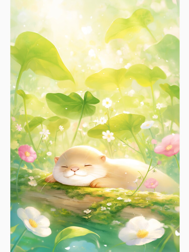 Otter's Peaceful Nap in Nature's Embrace by AshiraCreations