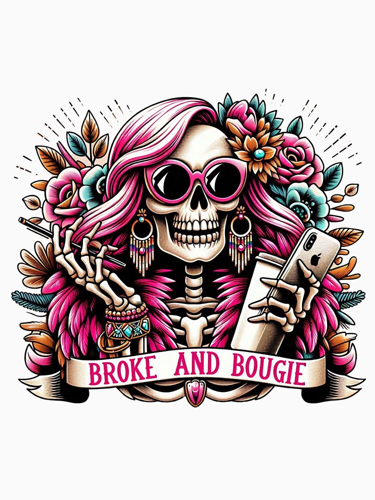 Broke And Bougie, Snarky Skeleton Sarcastic Funny Tarot Card T-Shirt by MN KQ