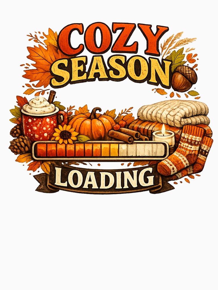 Cozy Season Loading Fall Autumn Pumpkin Spice Leaves Funny by PeteTee