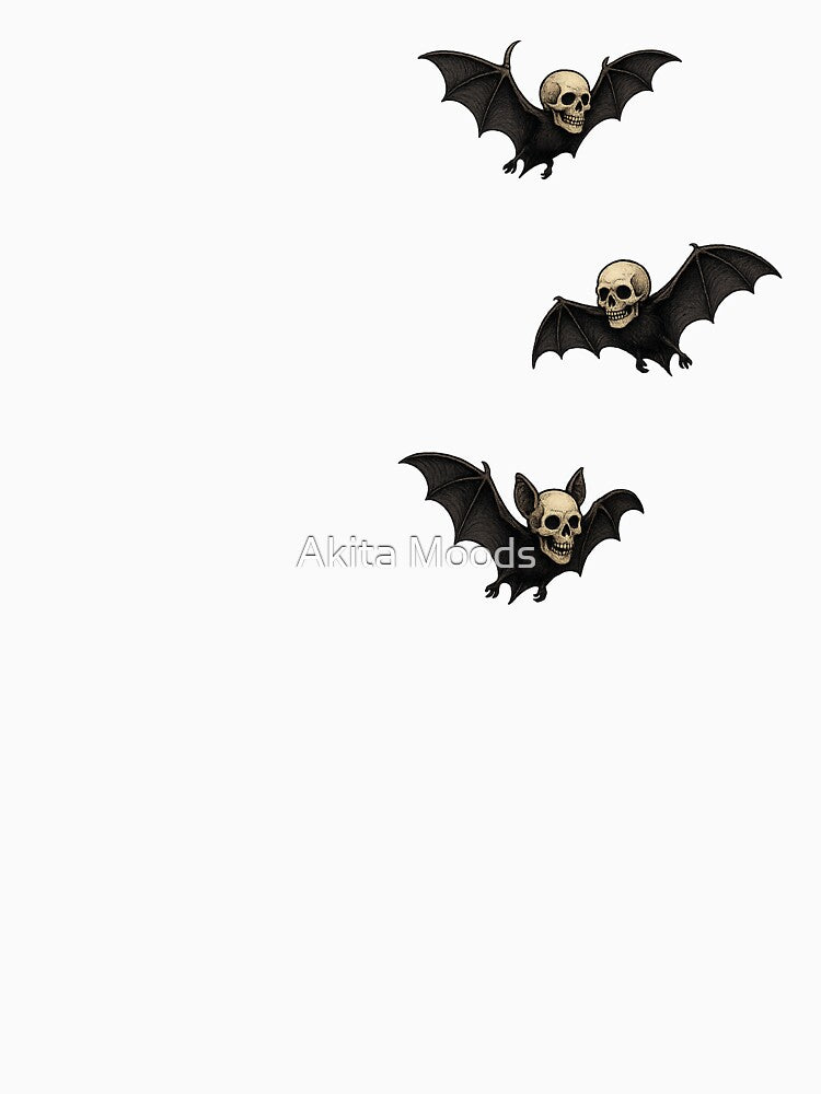Skull-Headed Bats – Creepy Halloween Sticker by Akita Moods