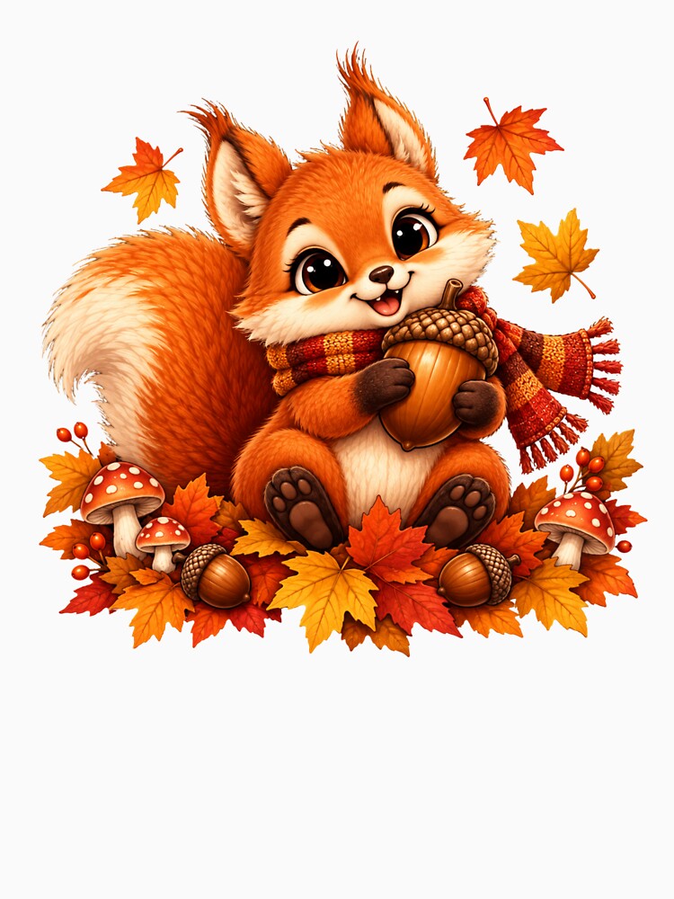 Cute Autumn Squirrel with Acorn by MySthore