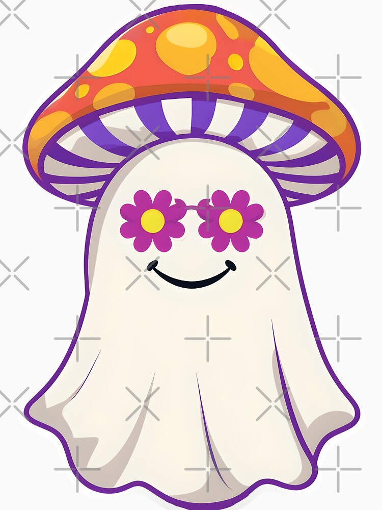 Psychedelic Mushroom Ghost with Flower Glasses by The Crazy Cat Lady