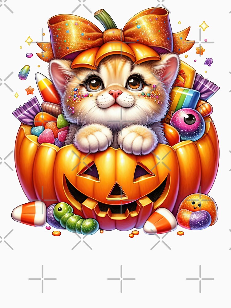 Cute Halloween Cat in Pumpkin – Kawaii Spooky Black Cat Illustration by Lulunza