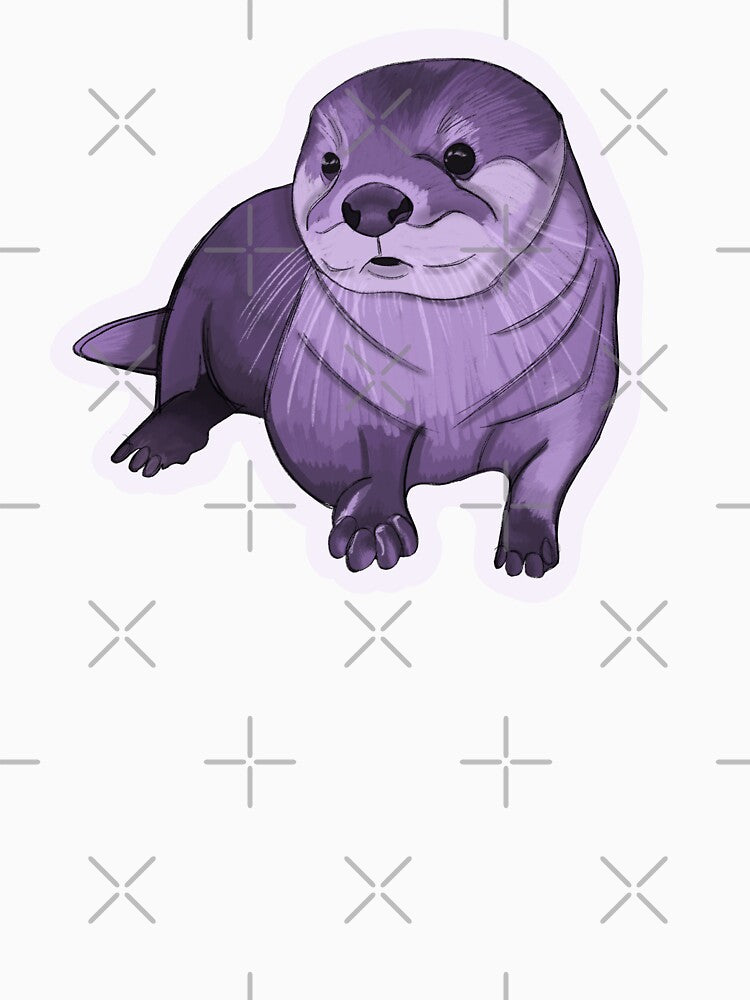 Cute Sea Otter in Purple by For Art Sake