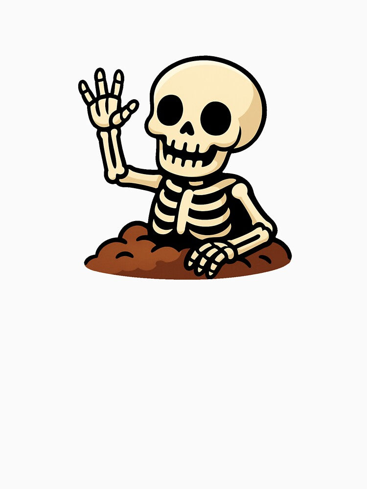 Halloween Skeleton Cartoon Rising from Grave Spooky Cute Scary Funny Bone Character Creepy Horror Clipart Design Illustration by Mimoshi ⭐⭐⭐⭐⭐