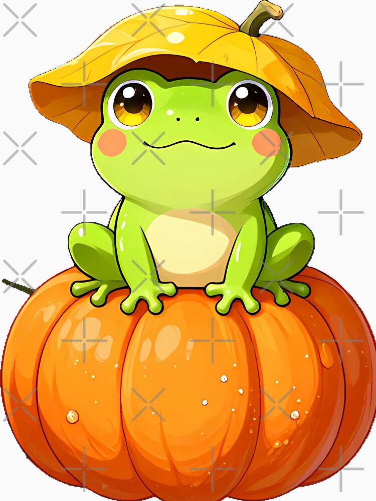 Cute Tree Frog in Pumpkin Patch Icon by pumsquare