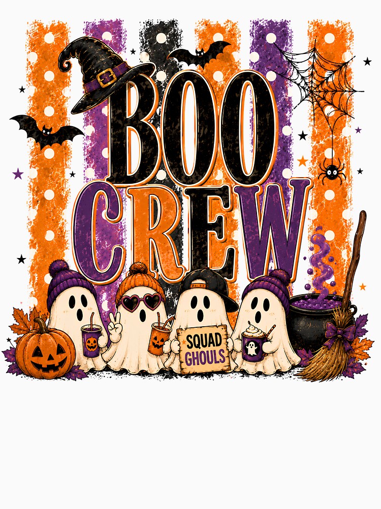 Boo Crew Squad Ghouls Striped Halloween Ghost Spooky Season by Artbyrome