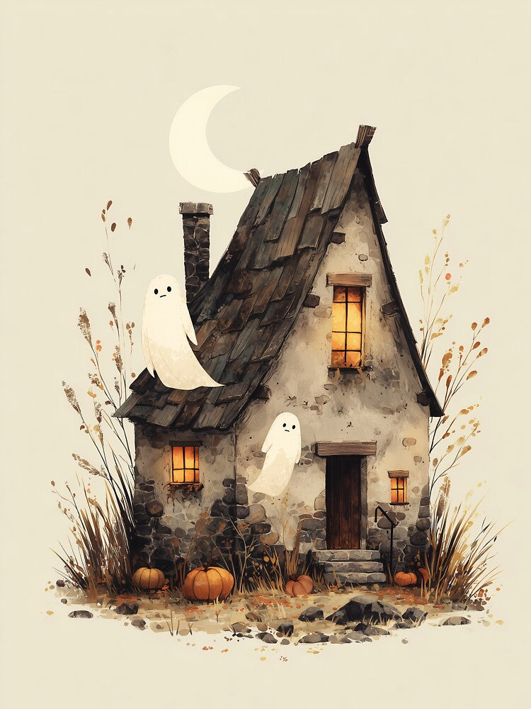 Moonlit Haunted Cottage by Helenaphotoart