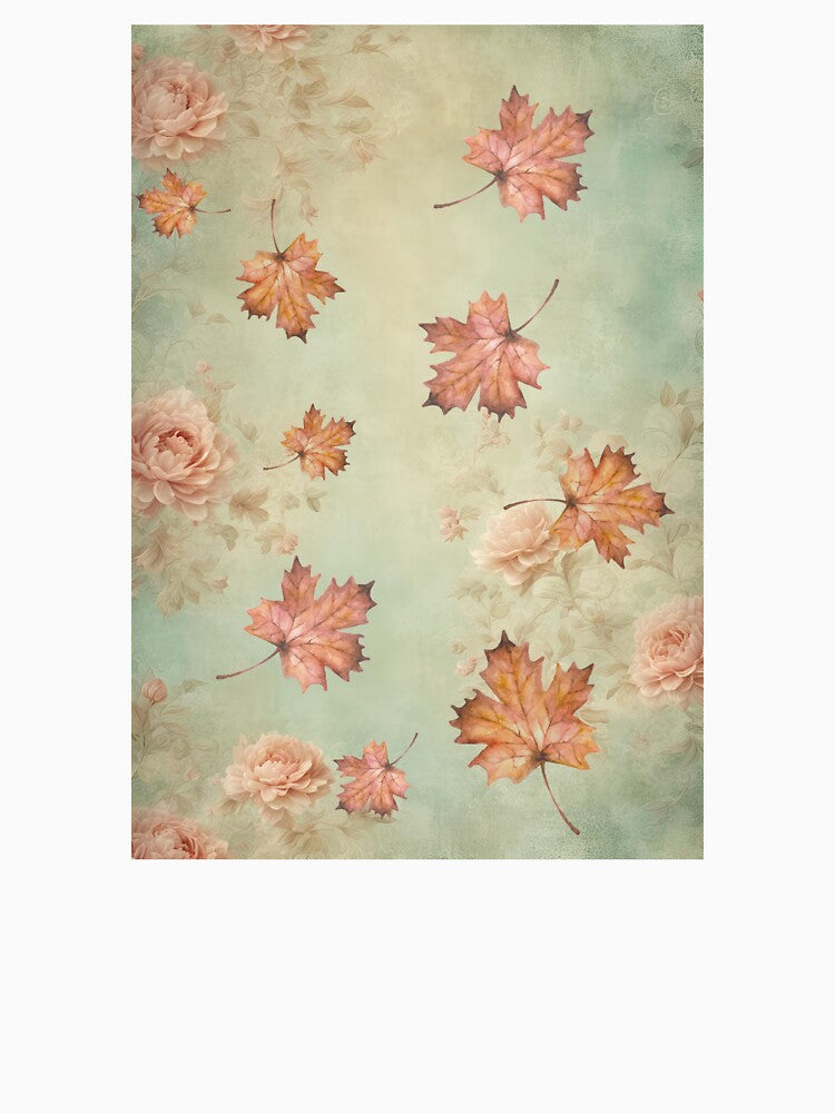 Soft Fall Pattern – Maple Leaves and Pink Roses Design by Furkan Al-Gburi