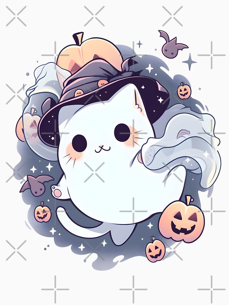 Halloween Kawaii Ghost Cat by Shegohi