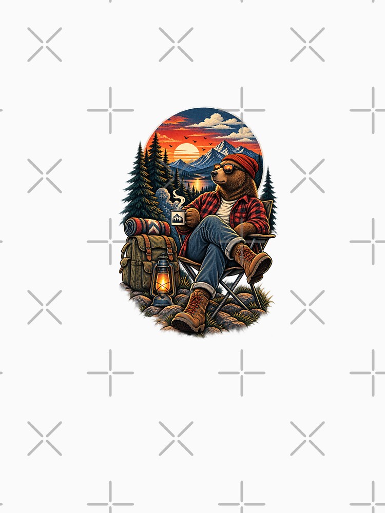 Vintage Camping Bear Mountain Coffee Illustration by lovepower