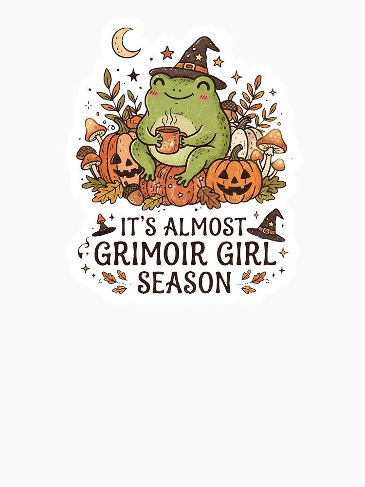 It's Almost Grimoire Girl Season Funny Frog Halloween Cute by Yellowriversss