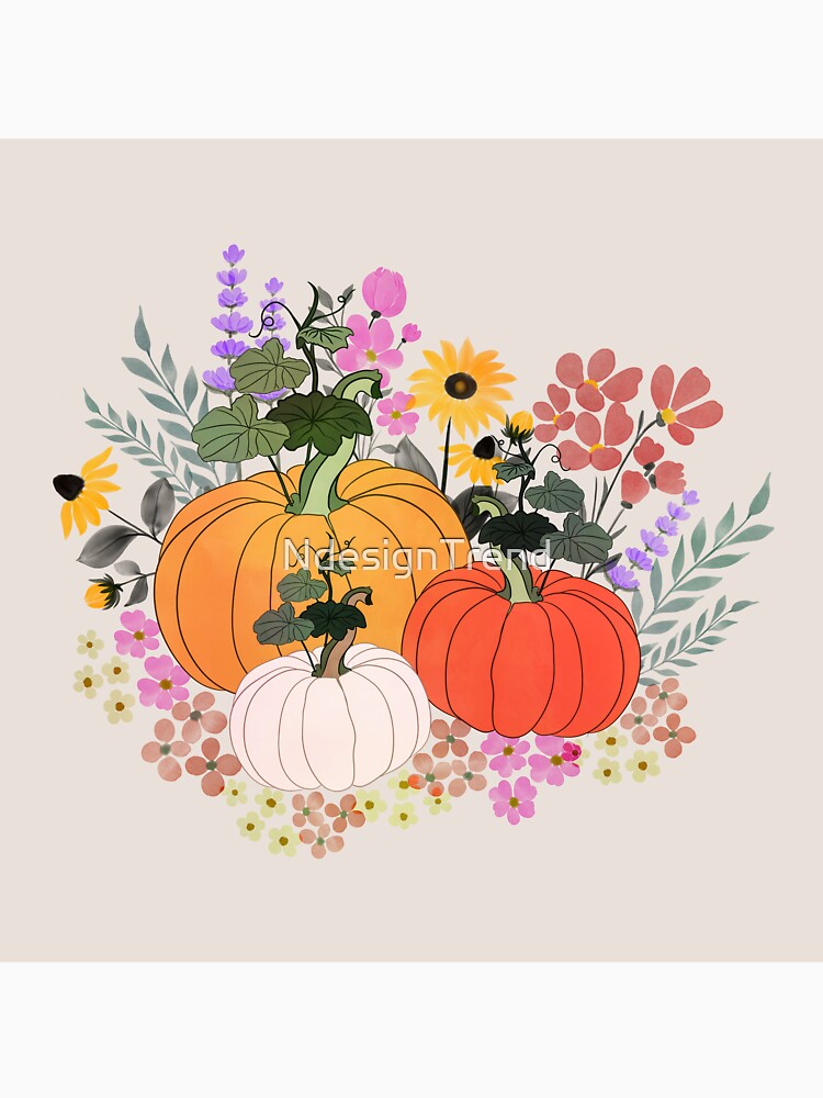 Autumn Pumpkin Fall Floral by NdesignTrend