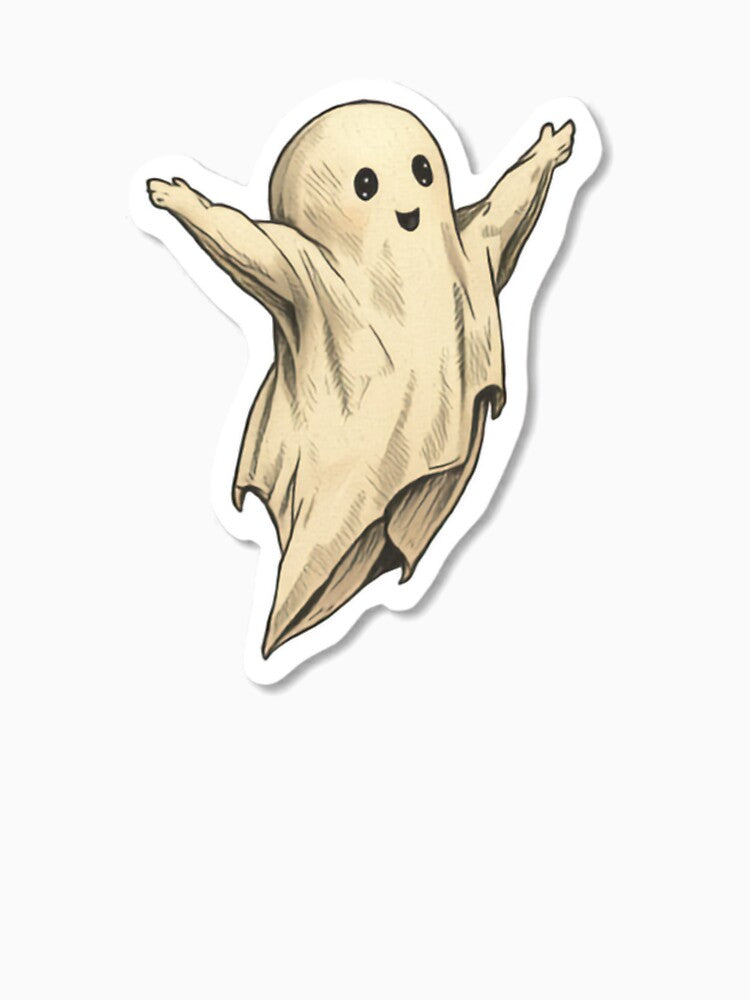 Mischievous Little Ghost | Playful Vintage Halloween Sticker by luxedigitalnest