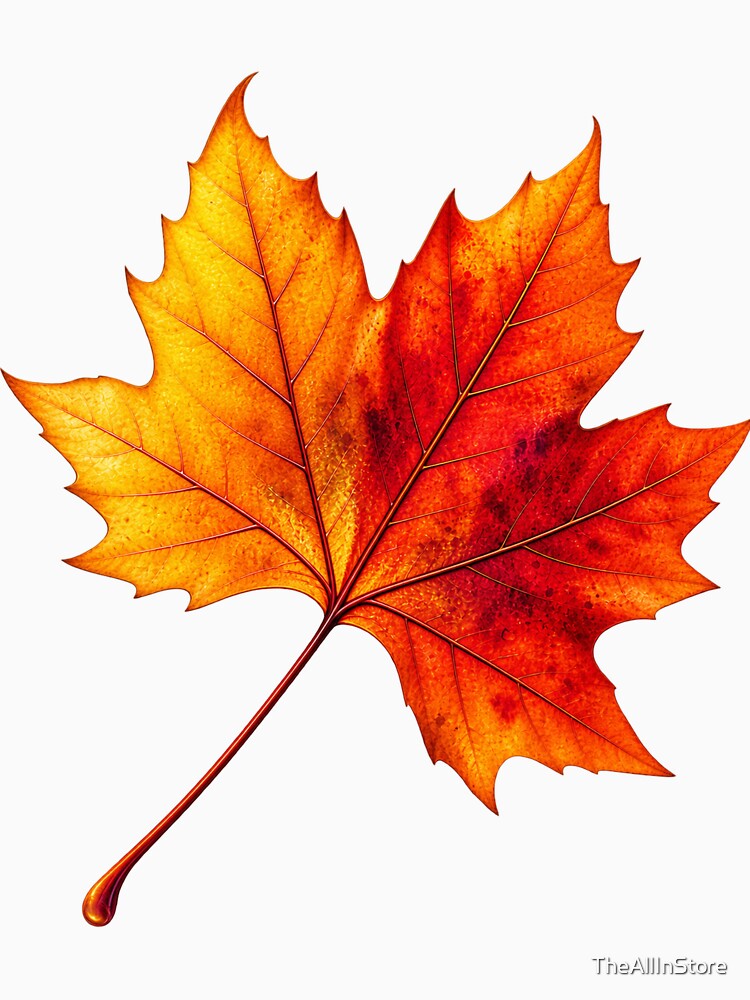 Autumn Maple Leaf | Colorful Fall Foliage | Golden Orange Red Leaf Nature Design by TheAllInStore