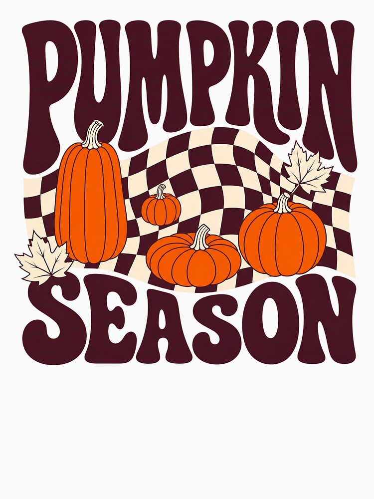 Pumpkin Season Retro Checkerboard Fall Autumn by FestivityFinds