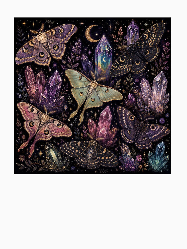 Mystical Moths and Crystals Celestial Gothic Fantasy by SleepyLlamaClothes
