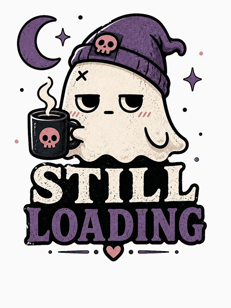 Sleepy Coffee Ghost Still Loading Illustration by HESE ODDWORKS