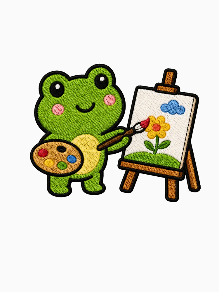Cute Frog Painting Kawaii Embroidery Patch by ColorSplash123