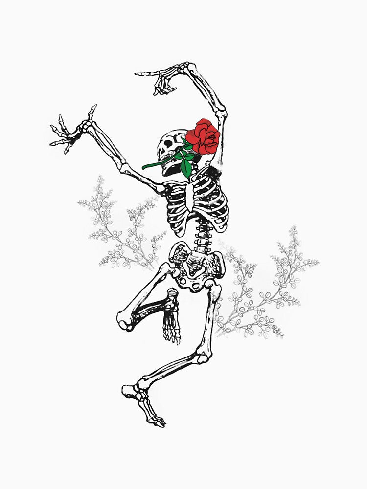 Dancing Skeleton with rose by HPIChicArt