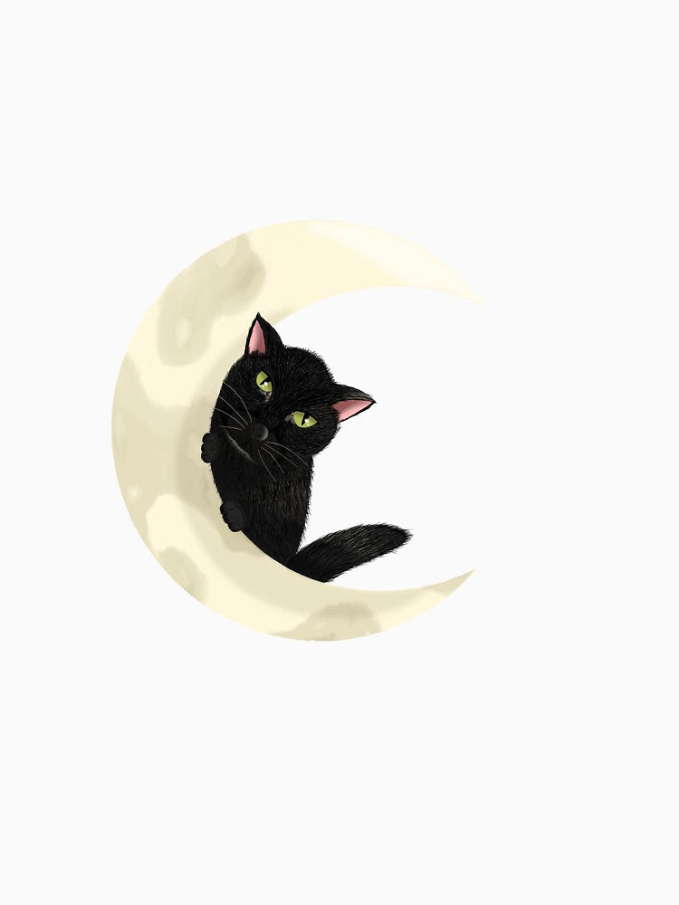 a black cat with a moon by Besselenee