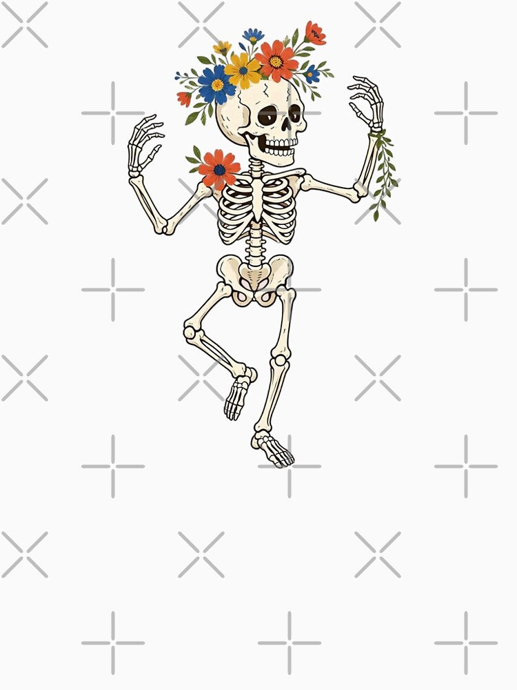Dancing Skeleton with Flowers – Funny Halloween by SweetLilith