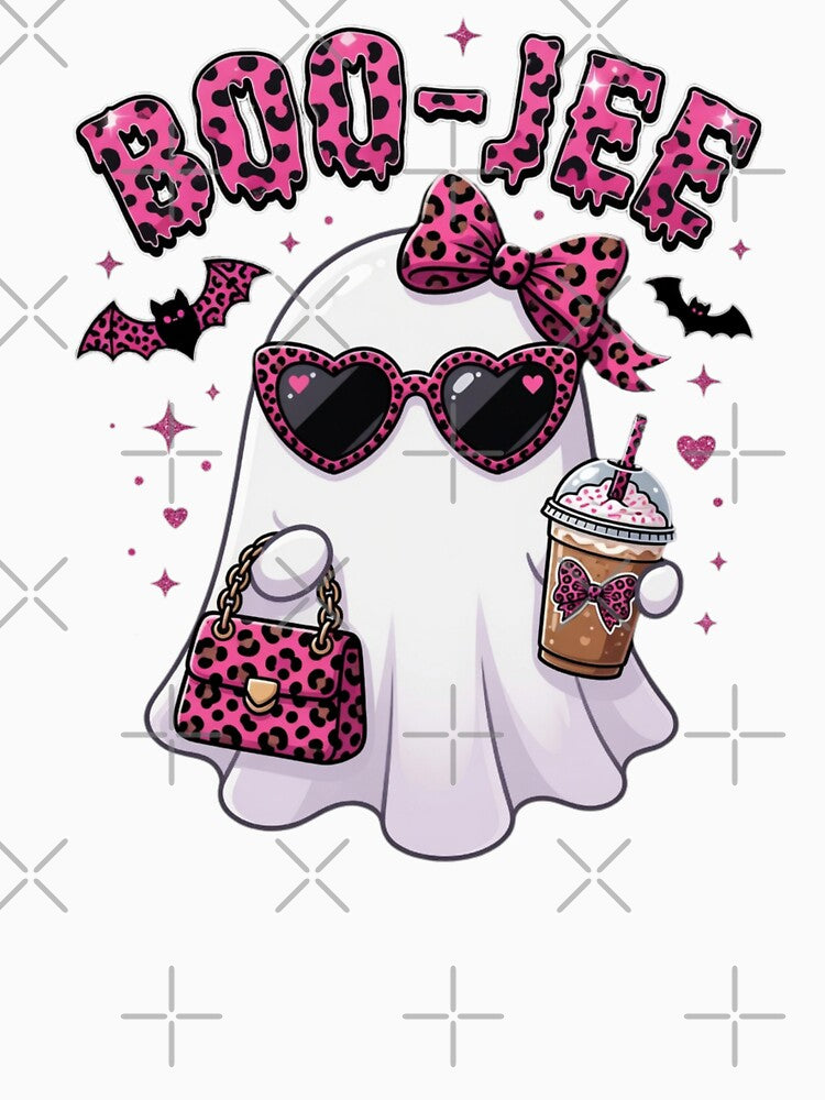 Boo-Jee Pink Leopard Ghost Halloween by CF_VintageDesign