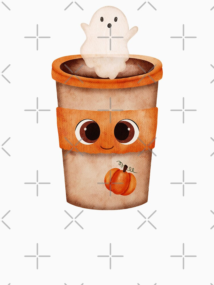 Pumpkin Spice Latte with Ghost - Kawaii Fall Coffee Illustration by GoldenAcornArt