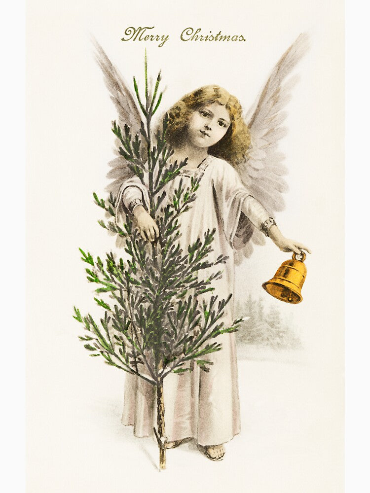 An angel holding a Christmas bell (1912) by Designedbysm