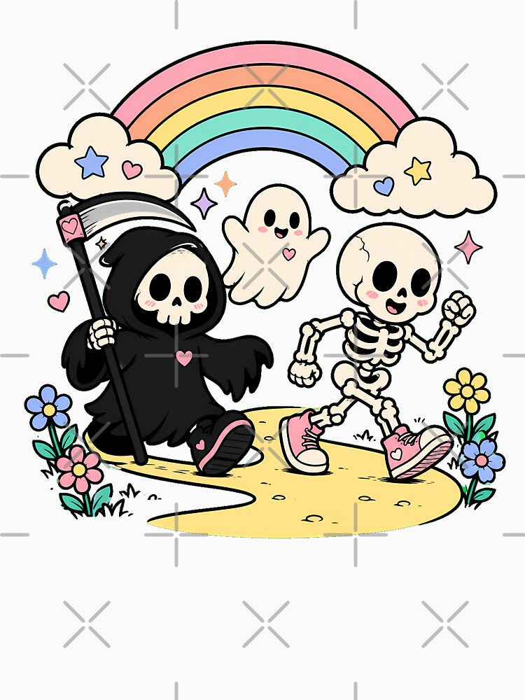 Pastel Goth Grim Reaper Skeleton Rainbow Path by chattsuede